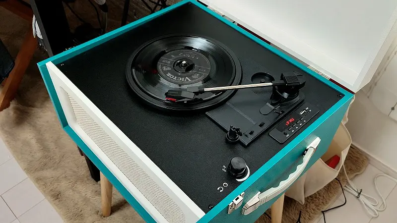 センター商事 CICONIA クラシカルレコードテーブル ブルー TE-2015WH